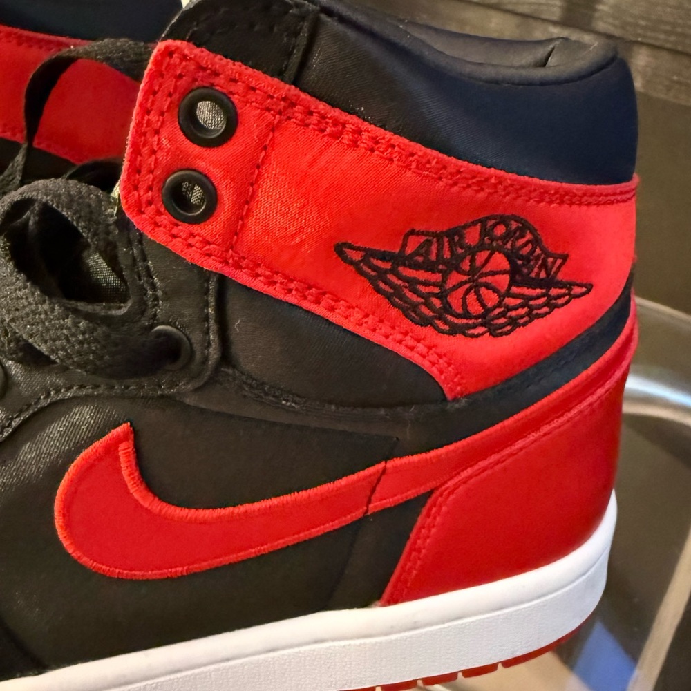 Air Jordan 1 Retro High OG Satin Bred - Women’s 8.5 (red and black) Jordans,Nike - Picture 2 of 8